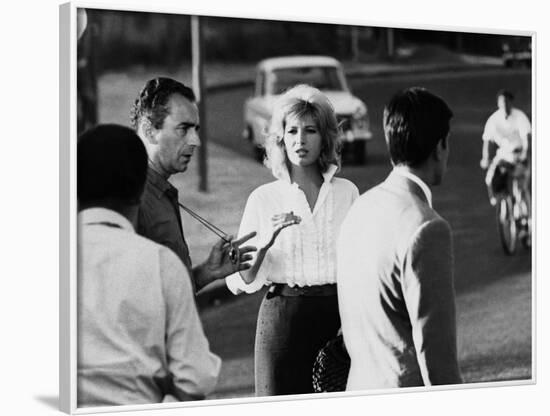 Italian director Michelangelo Antonioni (1912 - 2007) on the set of the film L'eclisse with Monica-null-Framed Photo