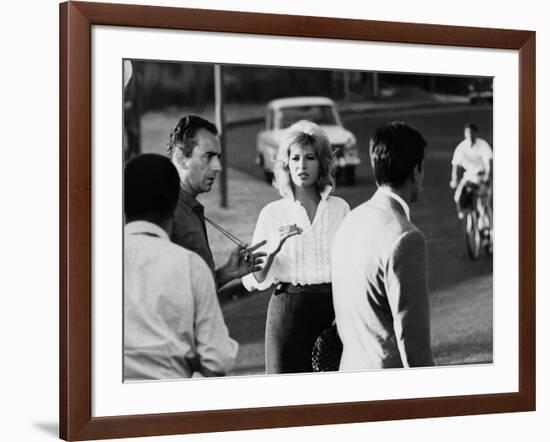 Italian director Michelangelo Antonioni (1912 - 2007) on the set of the film L'eclisse with Monica-null-Framed Photo