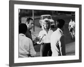 Italian director Michelangelo Antonioni (1912 - 2007) on the set of the film L'eclisse with Monica-null-Framed Photo