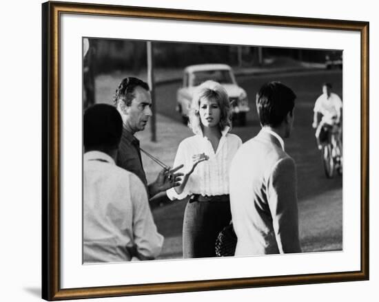 Italian director Michelangelo Antonioni (1912 - 2007) on the set of the film L'eclisse with Monica-null-Framed Photo