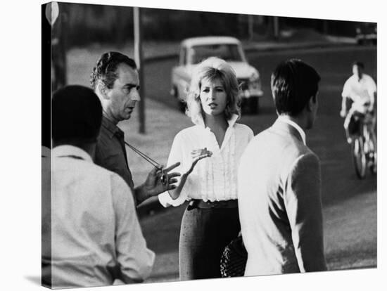 Italian director Michelangelo Antonioni (1912 - 2007) on the set of the film L'eclisse with Monica-null-Stretched Canvas