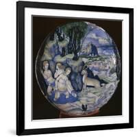 Italian earthenware plate showing Artemis turning Actaeon into a stag-Unknown-Framed Giclee Print