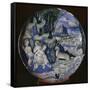 Italian earthenware plate showing Artemis turning Actaeon into a stag-Unknown-Framed Stretched Canvas