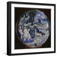 Italian earthenware plate showing Artemis turning Actaeon into a stag-Unknown-Framed Giclee Print