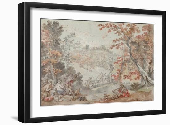 Italian Fall Landscape with Monte Porzio and an Offering to Pan, 1763-Charles Joseph Natoire-Framed Giclee Print