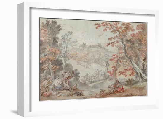 Italian Fall Landscape with Monte Porzio and an Offering to Pan, 1763-Charles Joseph Natoire-Framed Giclee Print