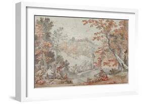 Italian Fall Landscape with Monte Porzio and an Offering to Pan, 1763-Charles Joseph Natoire-Framed Giclee Print