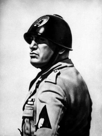 Italian Fascist Dictator Benito Mussolini Wearing Military Uniform and  Helmet' Premium Photographic Print 