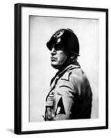 Italian Fascist Dictator Benito Mussolini Wearing Military Uniform and Helmet-null-Framed Premium Photographic Print