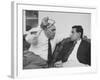 Italian Film Maker, Carlo Ponti, with Czech Director, Milos Forman, While Visiting New York City-null-Framed Premium Photographic Print