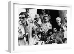 Italian Film Maker Pier Paolo Pasolini, Directs Villagers Appearing as Extras in 'Decameron'-null-Framed Premium Photographic Print