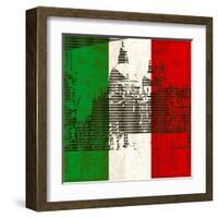 Italian Flag And Venice-Petrafler-Framed Art Print