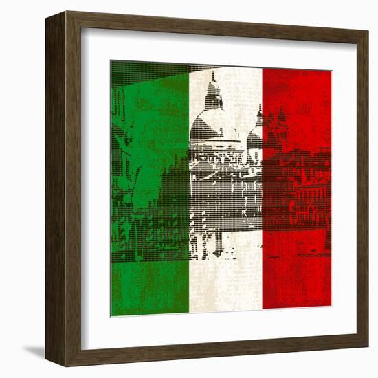 Italian Flag And Venice-Petrafler-Framed Art Print