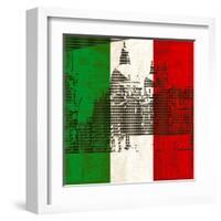 Italian Flag And Venice-Petrafler-Framed Art Print