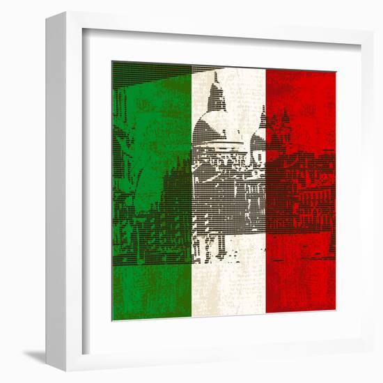 Italian Flag And Venice-Petrafler-Framed Art Print