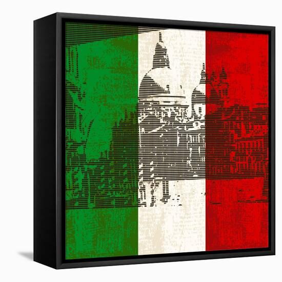 Italian Flag And Venice-Petrafler-Framed Stretched Canvas