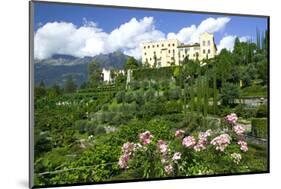 Italian Garden towards water and terraced garden, Trauttmansdorff Castle Gardens, Merano, Italy-null-Mounted Art Print