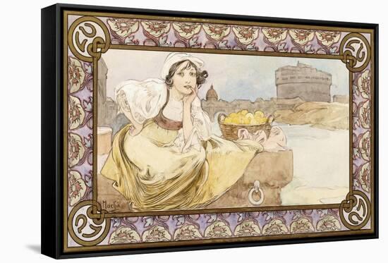 Italian Girl, 1900-Alphonse Mucha-Framed Stretched Canvas