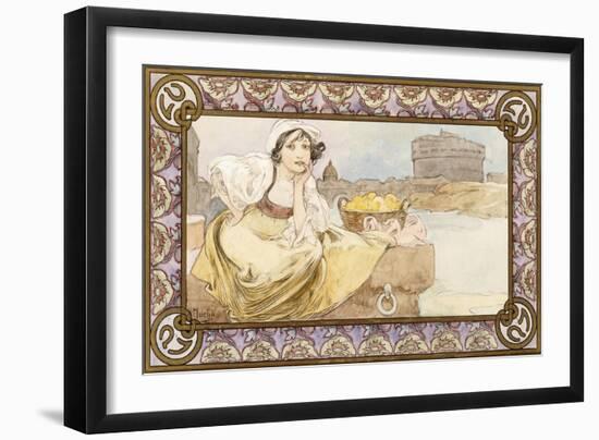 Italian Girl, 1900-Alphonse Mucha-Framed Giclee Print