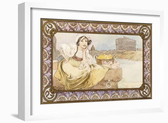 Italian Girl, 1900-Alphonse Mucha-Framed Giclee Print