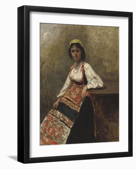 Italian Girl, c.1872-Jean-Baptiste-Camille Corot-Framed Giclee Print