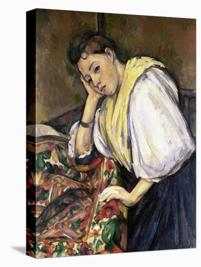 Italian Girl Leaning on a Table-Paul Cézanne-Stretched Canvas