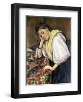 Italian Girl Leaning on a Table-Paul Cézanne-Framed Giclee Print