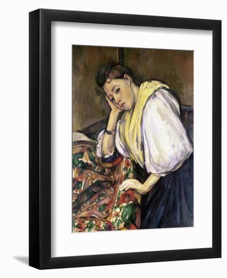 Italian Girl Leaning on a Table-Paul Cézanne-Framed Giclee Print