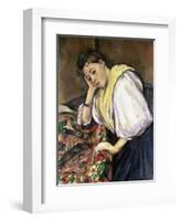 Italian Girl Leaning on a Table-Paul Cézanne-Framed Giclee Print