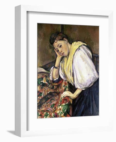 Italian Girl Leaning on a Table-Paul Cézanne-Framed Giclee Print