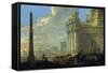 Italian Harbor View-Jacob van der Ulft-Framed Stretched Canvas