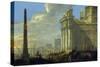 Italian Harbor View-Jacob van der Ulft-Stretched Canvas