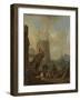 Italian Harbor with Fortress Tower on the Mediterranean-Johannes Lingelbach-Framed Art Print