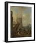 Italian Harbor with Fortress Tower on the Mediterranean-Johannes Lingelbach-Framed Art Print