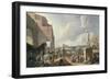 Italian Harbour (Oil on Panel)-Johannes Lingelbach-Framed Giclee Print