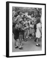 Italian Kids Watching Outdoor Puppet Show-Dmitri Kessel-Framed Photographic Print