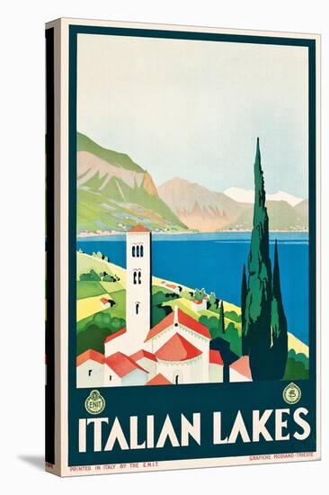 'Italian Lakes' - Plakatwerbung für die italienischen Seen. Ca. 1928-null-Stretched Canvas