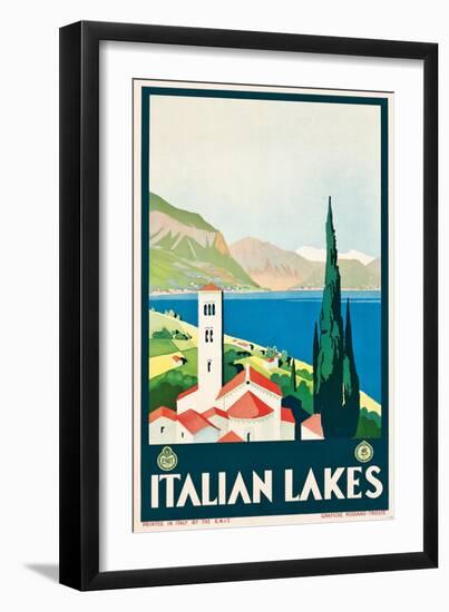 'Italian Lakes' - Plakatwerbung für die italienischen Seen. Ca. 1928-null-Framed Giclee Print