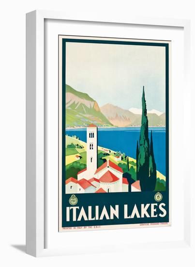 'Italian Lakes' - Plakatwerbung für die italienischen Seen. Ca. 1928-null-Framed Giclee Print