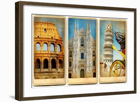 Italian Landmarks - Vintage Cards Series-Maugli-l-Framed Art Print