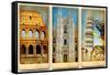 Italian Landmarks - Vintage Cards Series-Maugli-l-Framed Stretched Canvas