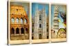 Italian Landmarks - Vintage Cards Series-Maugli-l-Stretched Canvas