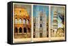 Italian Landmarks - Vintage Cards Series-Maugli-l-Framed Stretched Canvas