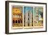 Italian Landmarks - Vintage Cards Series-Maugli-l-Framed Art Print