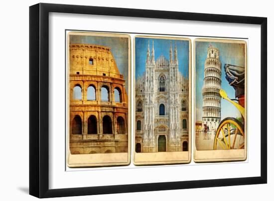 Italian Landmarks - Vintage Cards Series-Maugli-l-Framed Art Print