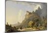 Italian Landscape near Rome: Study for Mountain Stream , 1847 (Oil on Paper, Laid on Canvas)-Jasper Francis Cropsey-Mounted Giclee Print