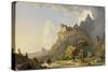 Italian Landscape near Rome: Study for Mountain Stream , 1847 (Oil on Paper, Laid on Canvas)-Jasper Francis Cropsey-Stretched Canvas
