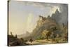 Italian Landscape near Rome: Study for Mountain Stream , 1847 (Oil on Paper, Laid on Canvas)-Jasper Francis Cropsey-Stretched Canvas