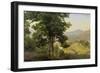 Italian Landscape - view to south from the Serpentera to the Alban Hills with the Monte Artemisio-Johann Wilhelm Schirmer-Framed Giclee Print