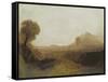 Italian Landscape with a Tower-J. M. W. Turner-Framed Stretched Canvas